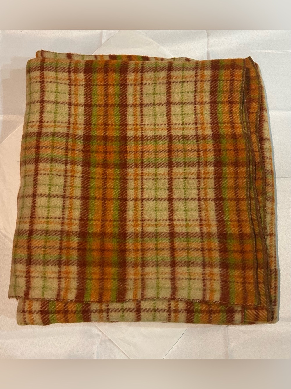 Vintage Onkaparigna Dark Orange, Caramel, Tan wool blanket